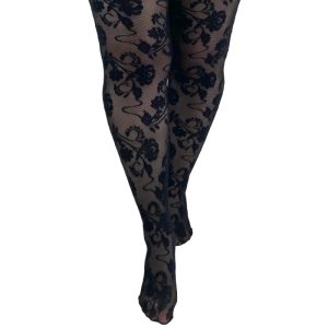 Black Fleur Lace - Curvy Super Stretch Strømpebukser - Pamela Mann