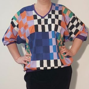 Plus size bluse - Botan Checkered Mix - Amamiko