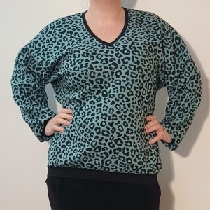 Plus size bluse - Botan Mint Leopard - Amamiko