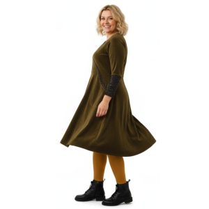 Plus size kjole - Bika Army Velvet - Amamiko