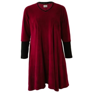 Løs plus size velour kjole - Emi Bordeaux Velvet - Amamiko