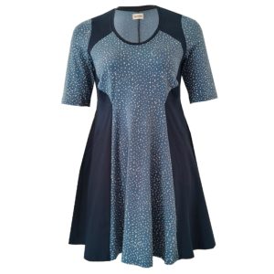 Plus size kjole - Meika Blue Dot - Amamiko