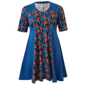 Plus size kjole - Meika Blue Leaf - Amamiko