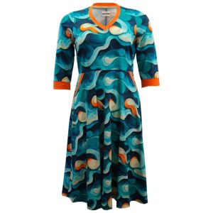 Plus size kjole - Dana Blue Waves - Amamiko