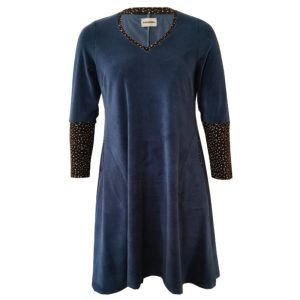 Plus size kjole Tulla Dark Denim Velvet - Amamiko