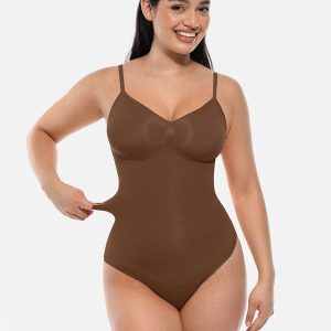 SILHUET thong bodysuit - Mørkebrun / 5XL billede